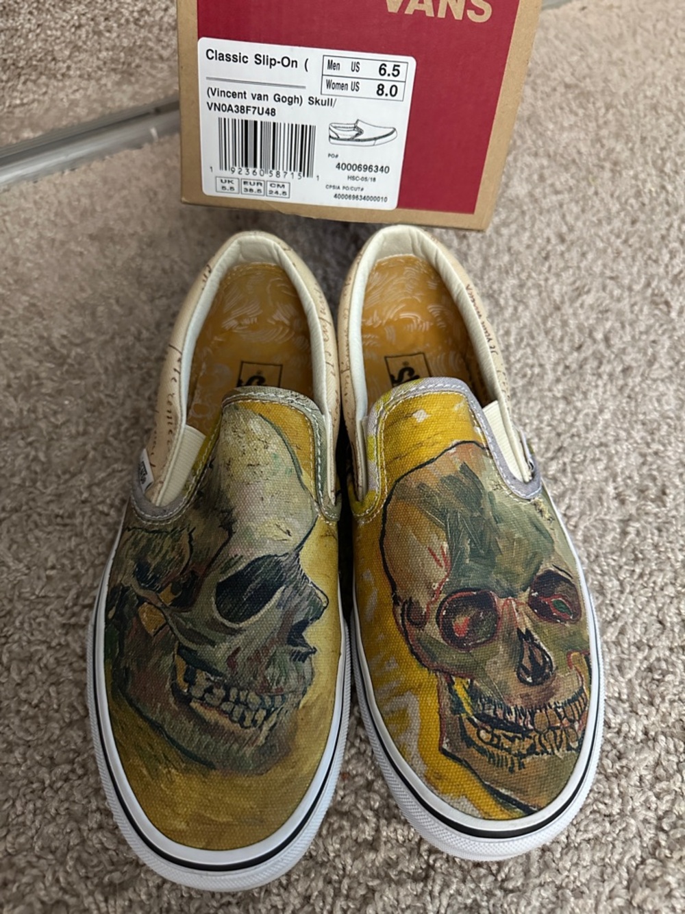 Vans Limited Edition Van Gogh Yellow Skull Classic Slip-On